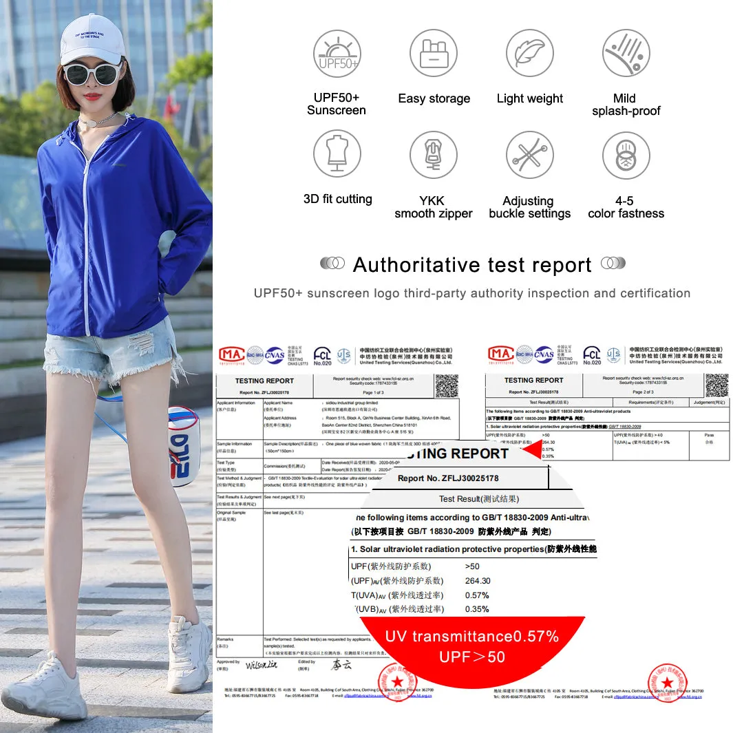 Sidiou Group Anniou New Summer Outdoor Windbreaker Solid Color Hooded Waterproof Jacket UPF50  Sun Protection Jacket