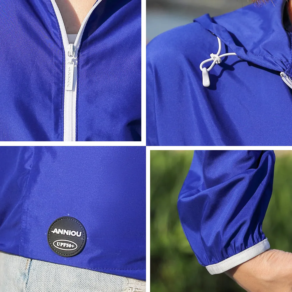 Sidiou Group Anniou New Summer Outdoor Windbreaker Solid Color Hooded Waterproof Jacket UPF50  Sun Protection Jacket