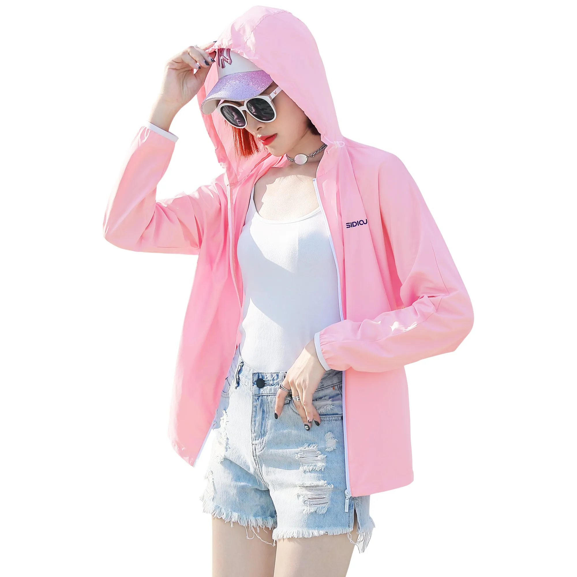 Sidiou Group Anniou New Summer Outdoor Windbreaker Solid Color Hooded Waterproof Jacket UPF50  Sun Protection Jacket