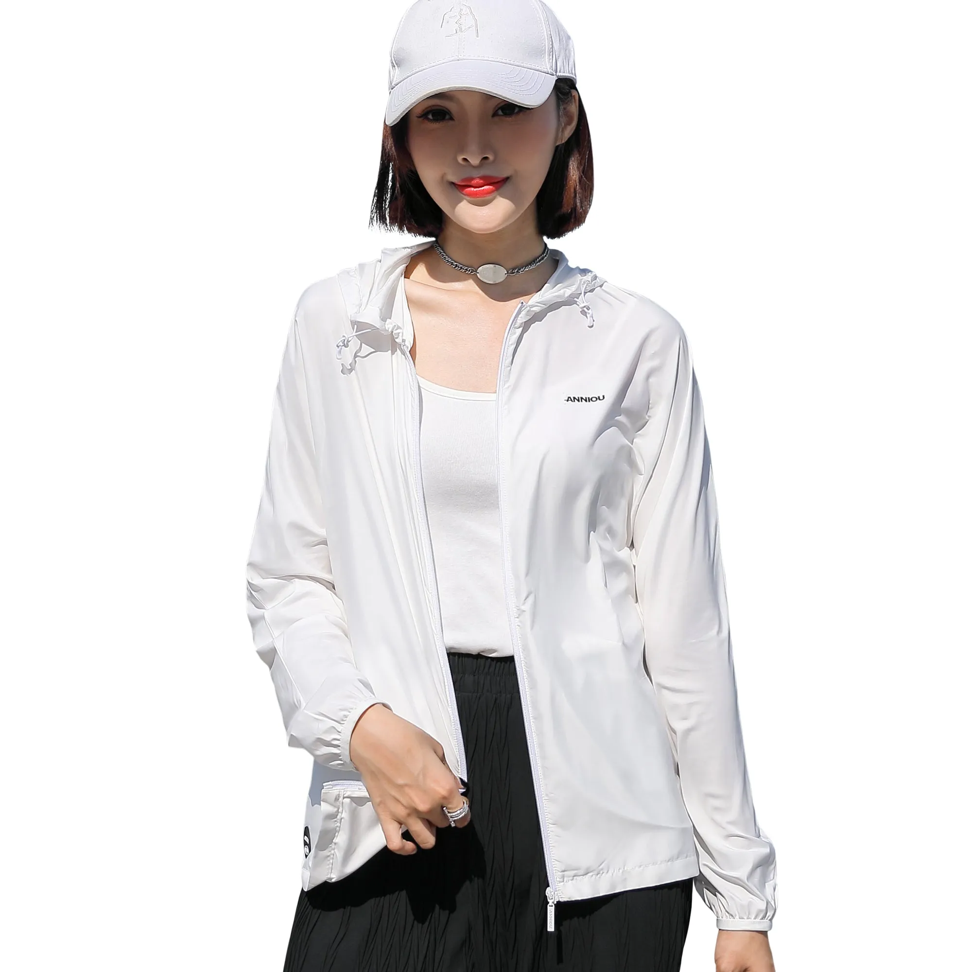 Sidiou Group Anniou New Summer Outdoor Windbreaker Solid Color Hooded Waterproof Jacket UPF50  Sun Protection Jacket