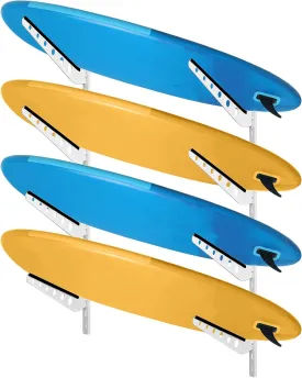 Soaoo Adjustable Surfboard Storage Rack Surfboard Wall Mount Storage Steel Surfboard Rack with Rubber Pads Store and Display up to 4 Surfboards Wakeboards Snowboards Skis