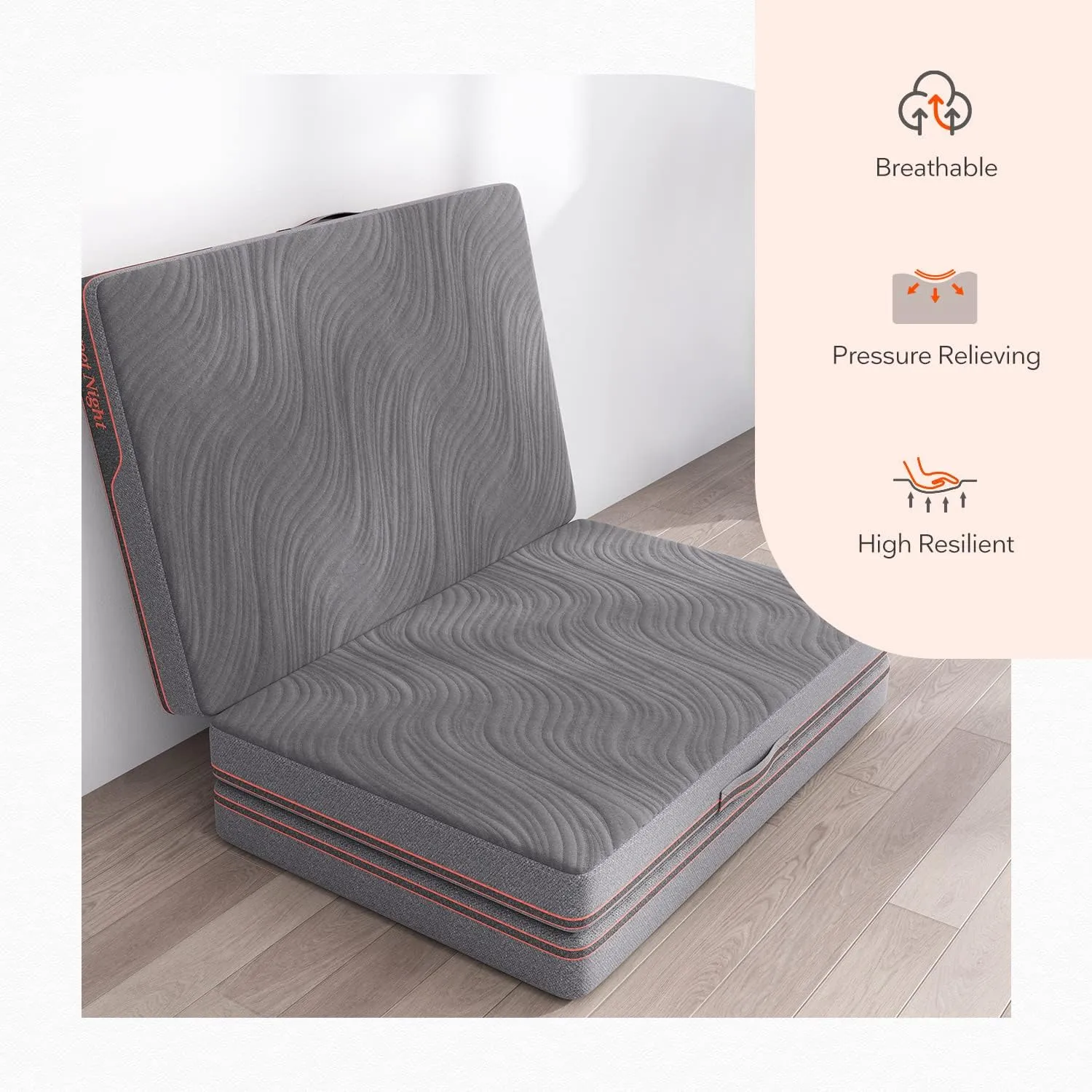 Sweetnight Folding Mattress Twin XL Size with Carry Bag,4-Inch Foldable for Travel, Camping, Guest - Breathable Mesh Sides & Portable , Compact and Easy to Storage Grey