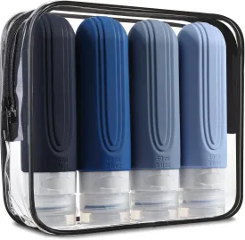 Travel Bottles for Toiletries, Tsa Approved 3oz Travel Size Containers BPA Free Leak Proof Refillable Liquid Silicone Squeezable Travel Accessories for Shampoo Conditioner Lotion (4 Pack)