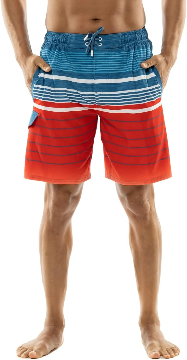 US Apparel Mens Swim Trunks with Pockets Swim Shorts Quick Dry 4-Way Stretch Material Mesh Lining Beach Swimwear
