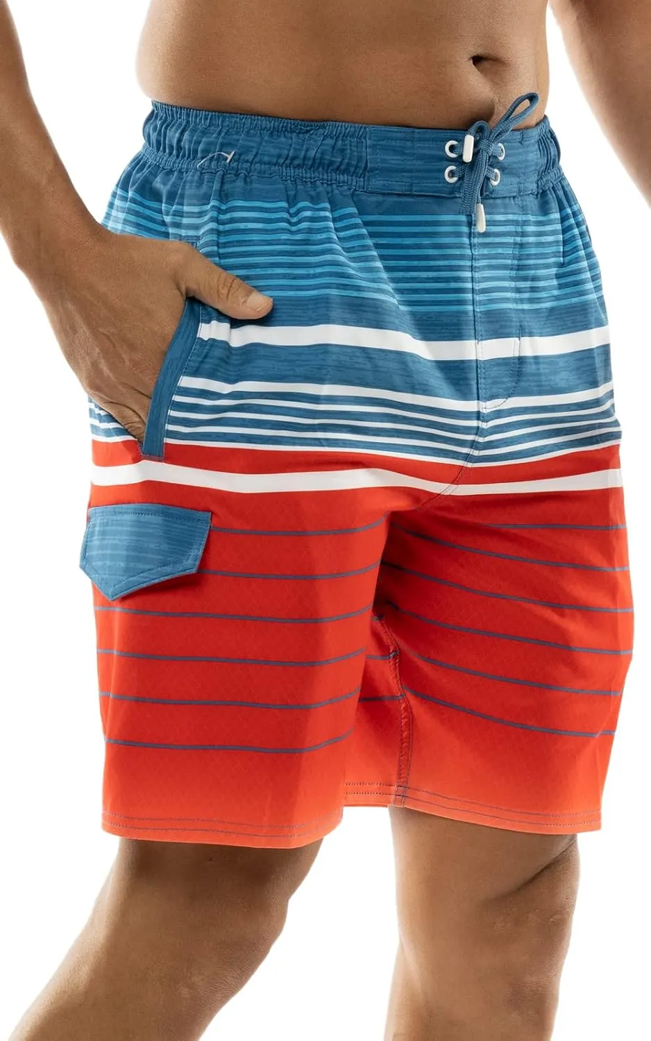 US Apparel Mens Swim Trunks with Pockets Swim Shorts Quick Dry 4-Way Stretch Material Mesh Lining Beach Swimwear