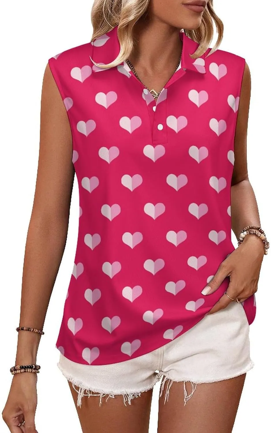 Women's Sleeveless Polo Golf Shirts Polo Tennis Workout Tank Tops Lightweight Tennis Athletic Ladies Tank Top