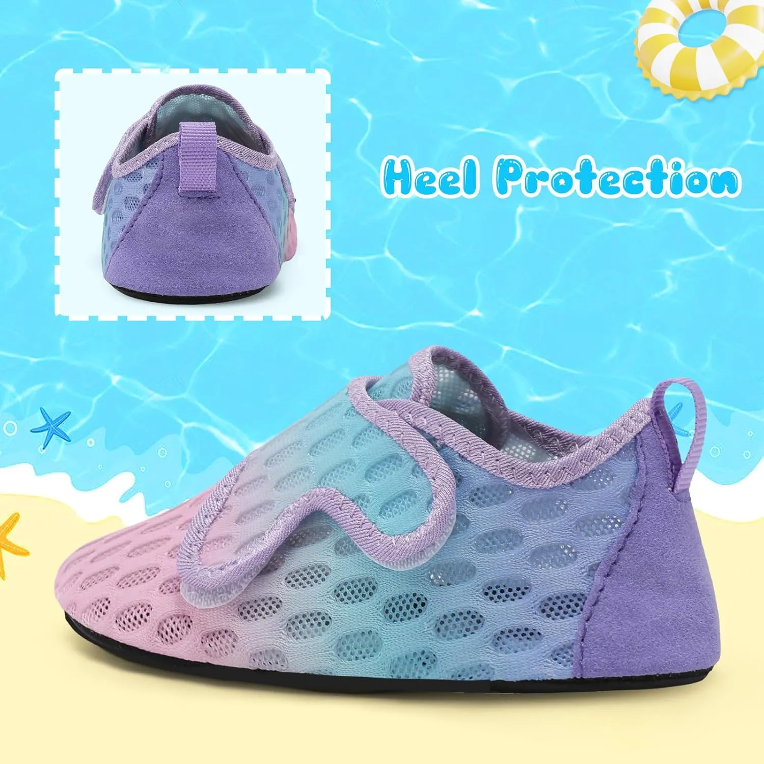 XIHALOOK Toddler Water Shoes Kids Boys Girls Quick Dry Beach Swim Pool Barefoot Aqua Socks